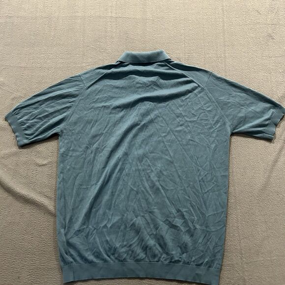 John Smedley Shirt Mens XL Blue England Knit Polo Preppy Sea Island Cotton - Picture 6 of 10